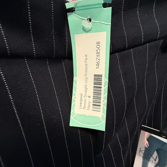 Liverpool Women's Navy Pinstripe Boot Cut Pants - Picture 3 of 6